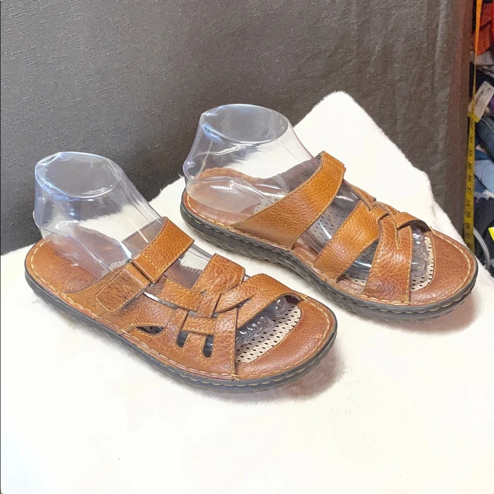 Born Brown Leather Slide‎ Sandals